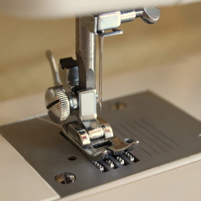 Close-up of overlocker needle